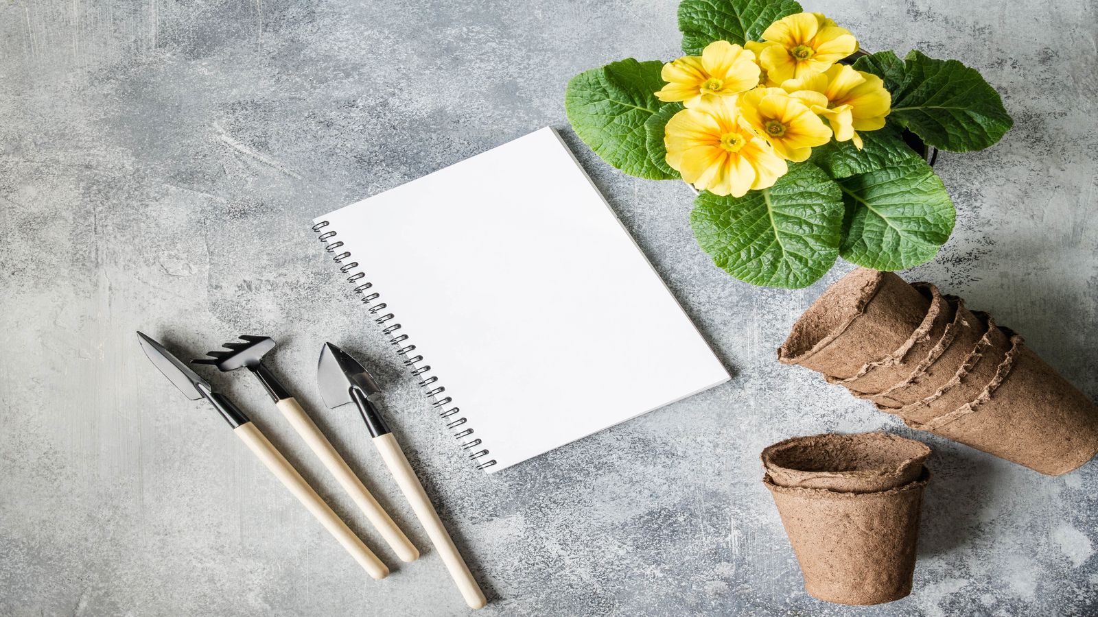 Open field notebook with reference materials on a potting bench